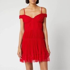 Red chiffon and lace Self-Portrai mini dress